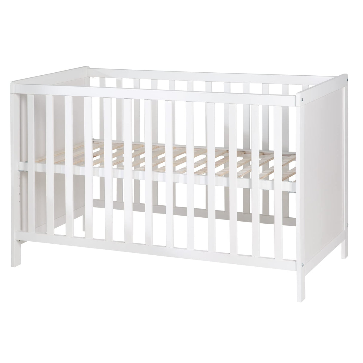 roba Cuna Colecho 60 x 120 cm, 2en1, Convertible en Cama de Bebé Independiente, Ajustable en Altura, 5 Barrotes Desmontables, Madera Blanca