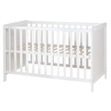 roba Cuna Colecho 60 x 120 cm, 2en1, Convertible en Cama de Bebé Independiente, Ajustable en Altura, 5 Barrotes Desmontables, Madera Blanca