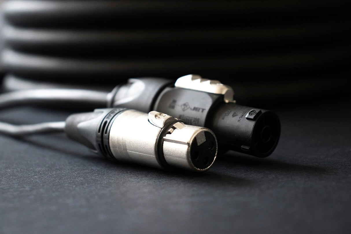 CORDIAL - ELC CPH1.5-DMX1-PWR1-T1 - Cable DMX XLR 3 pines + Powercon True1-1,5 m, Conectores NAC3 h/m X W TOP L + XLR NC3 XX h/m - 1,50 mm²