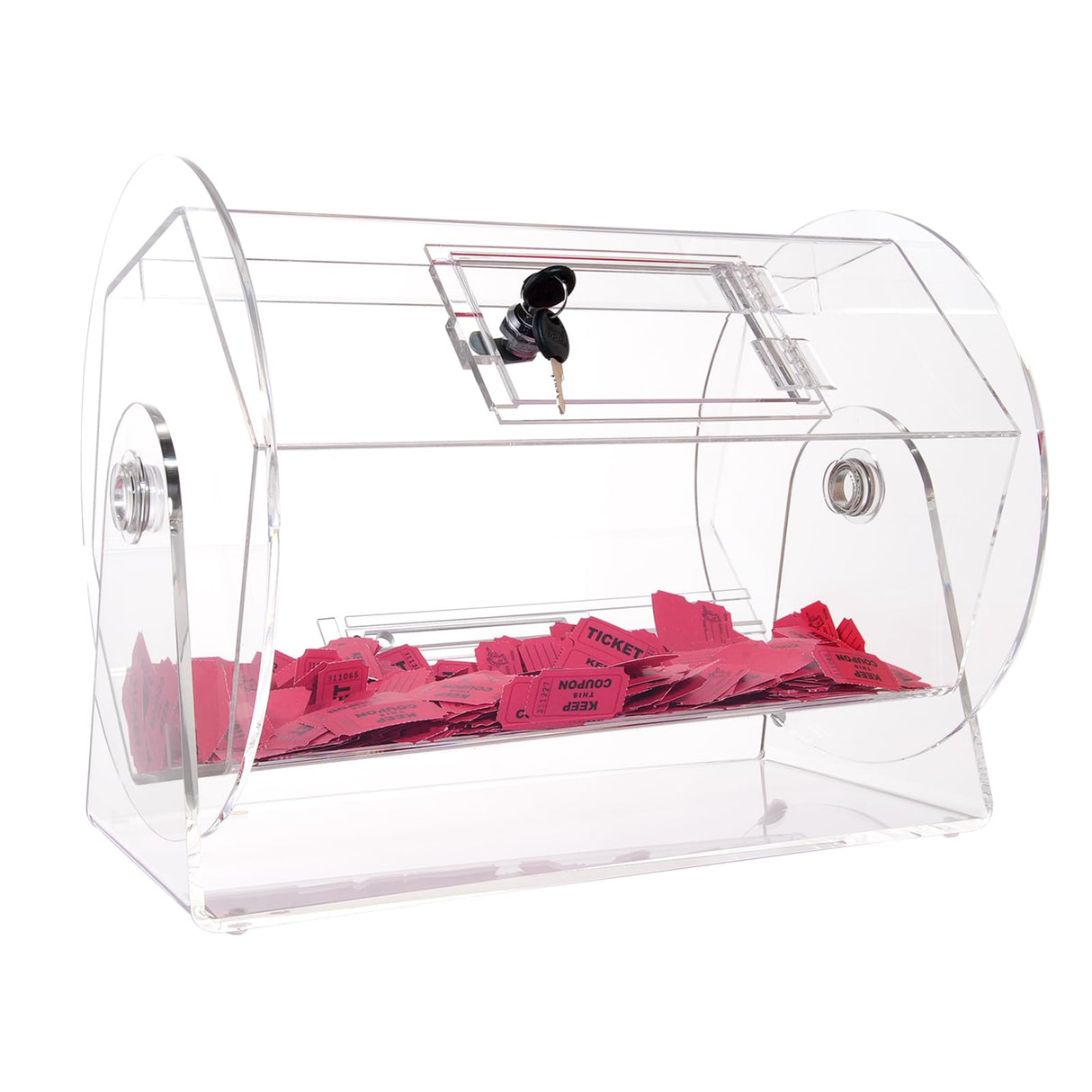 VEVOR Tambor de Lotería de Acrílico para Rifa Capacidad de 5000 Boletos o 200 Bolas Jaula de Juego de Bingo Transparente con 2 Llaves 410 x 320 mm para Votación, Evento, Fiesta, Sala de Estar