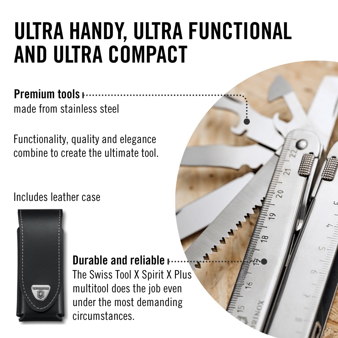 Victorinox Swisstool X Plus, Navaja multiusos suiza en funda de cuero