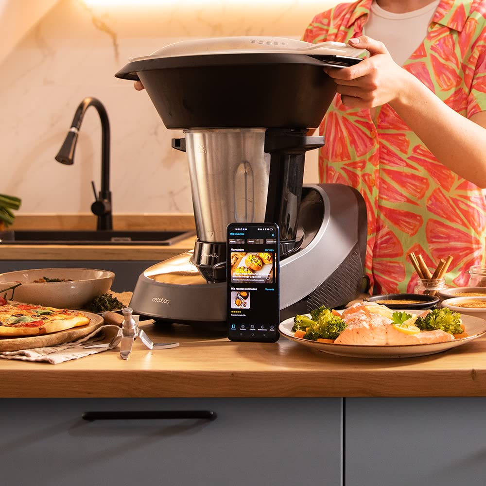 Cecotec Robot de Cocina Multifunción Mambo 11090. 1600 W, 37 Funciones, APP, Báscula y Jarra de 3,3 Litros de Acero inoxidable apta para Lavavajillas, Recetario y Accesorios