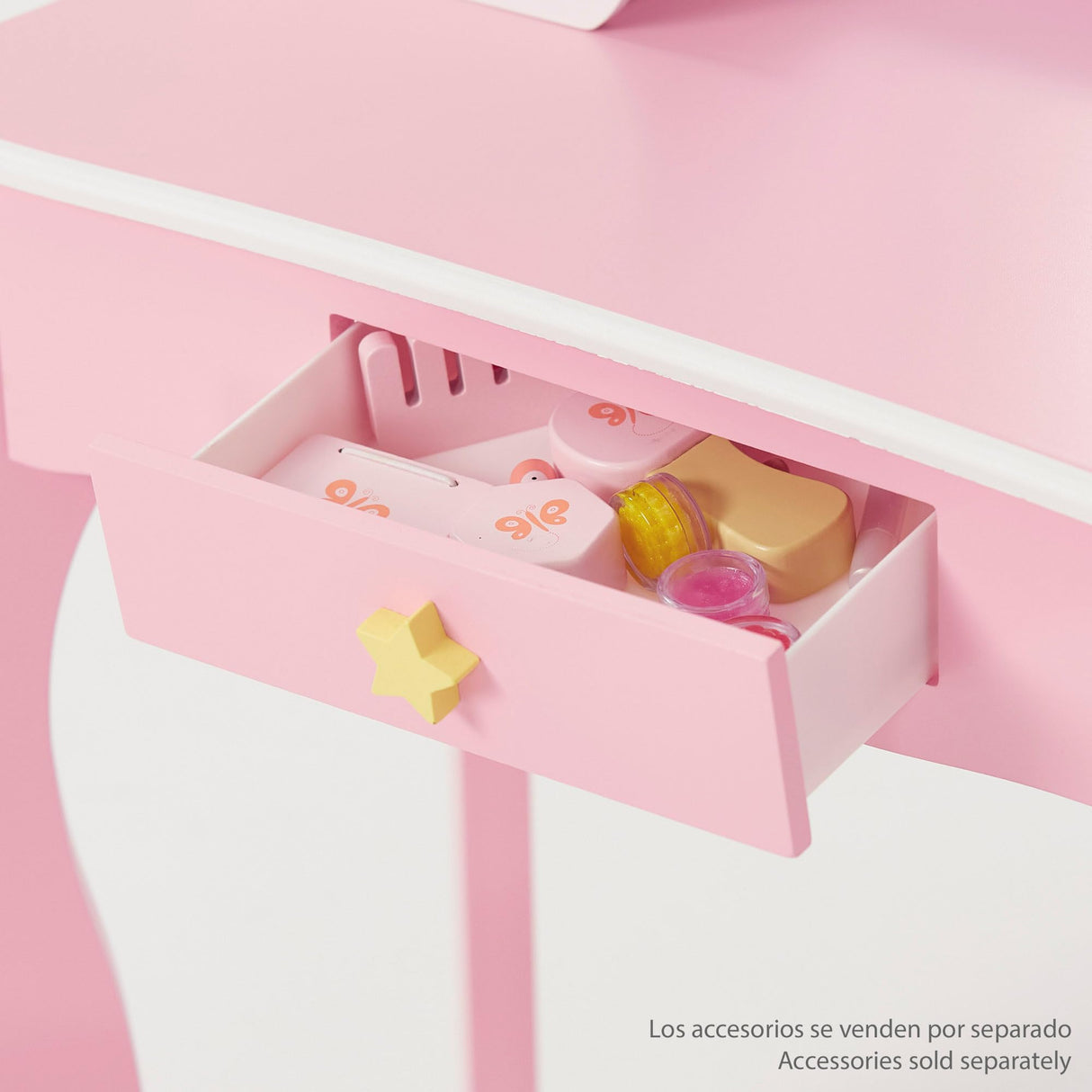 WOOMAX Teamson Kids - Tocador Infantil para niñas Arco Iris con Taburete y Espejo, Juguetes de Madera, Maquillaje para niñas (85397)