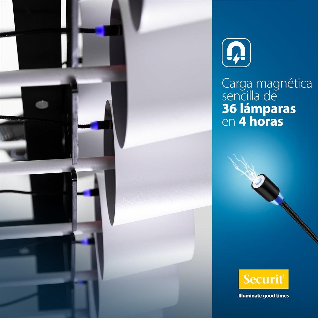 SECURIT - Estación de carga para 36 lámparas LED - Compatible con Lámparas LED Feline, Georgina y Angelina - Sobre ruedas - Café, Bar, Restaurante, Hotel - Color negro