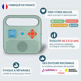 MERLIN - Caja de Historias con 1000 títulos incluidos - Contenido Bayard Milan & Radio France - 3-12 años - Verde Almendra - Versión 2