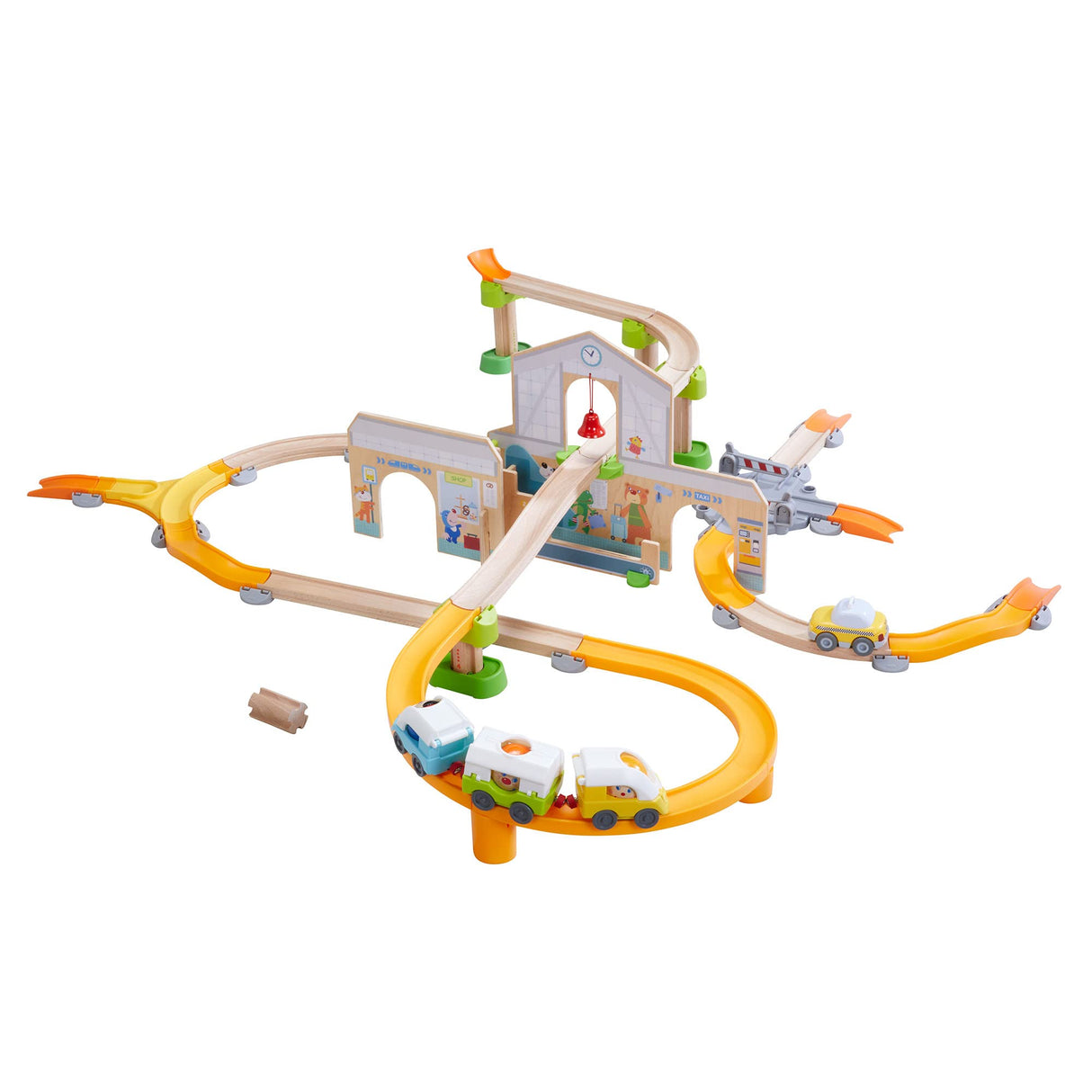 HABA 306745 Kullerbü – Spielbahn Bahnhof, Primera Pista de Bolas a Partir de 2 años, Multicolor