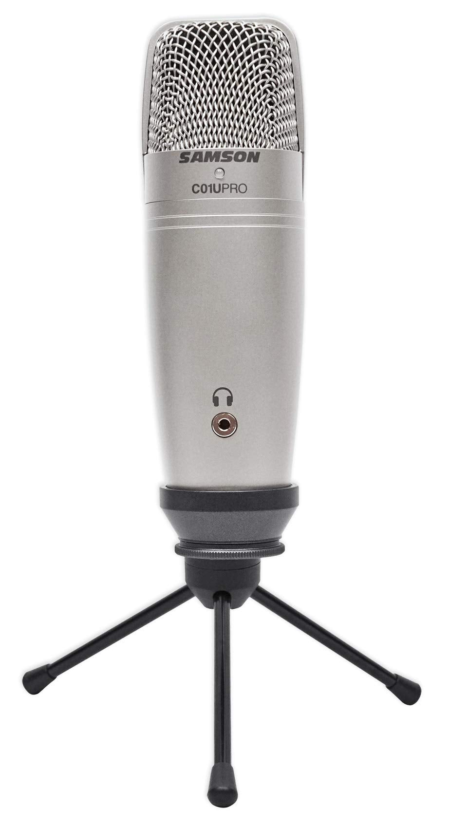 Samson C01U Pro - USB Studio Condenser Microphone with a Headphone Output for Zero-Latency Monitoring - Silver