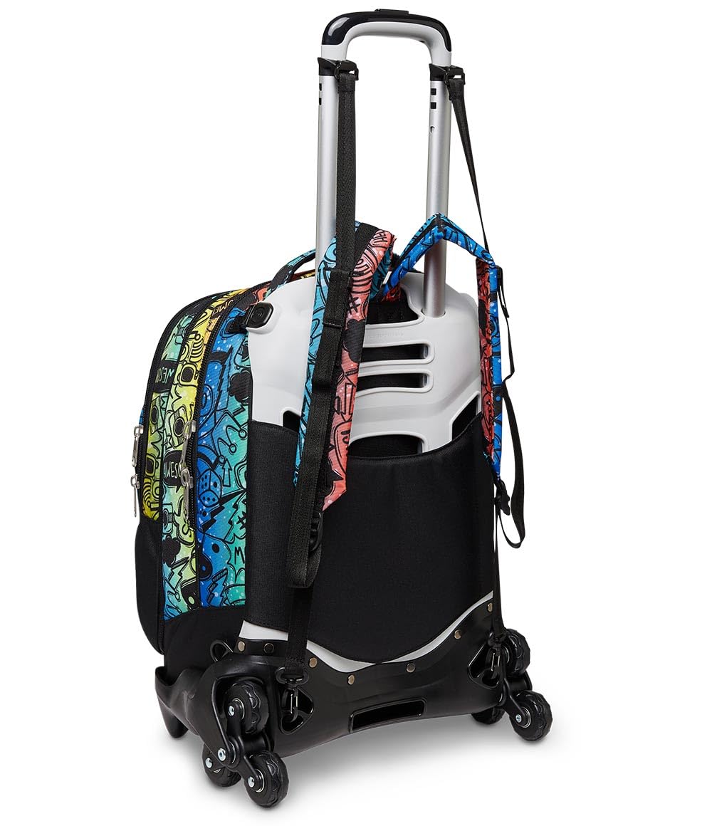 Seven Mochila con 3 Ruedas TROLLEY JACK-3WD - COLOUR EXPRESSION, Multicolor - Mochila 3 en 1, Escolar con Carro, Crossover System - Bolso Escolar Niños, Niñas y Adolescentes