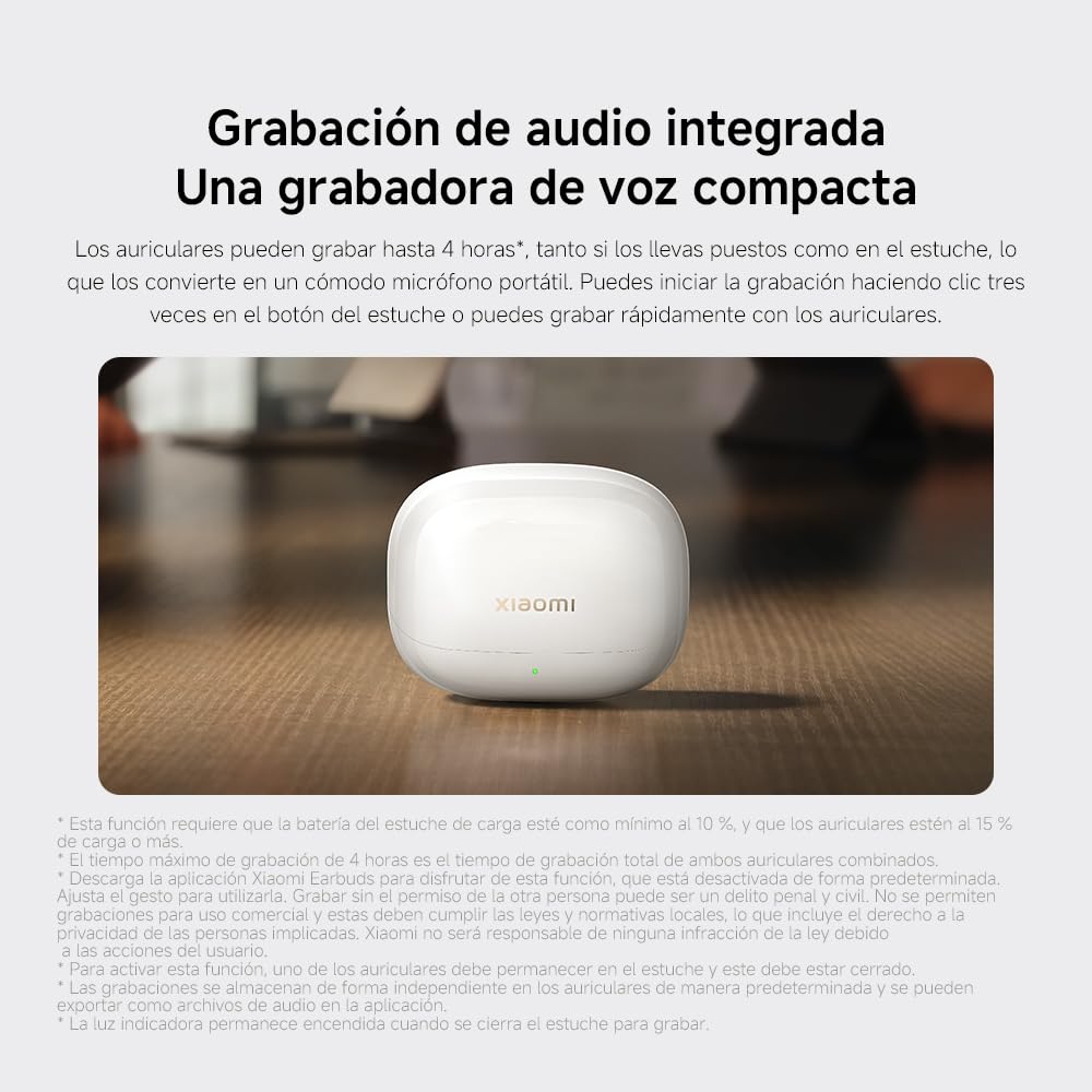 XIAOMI Buds 5 Pro, Auriculares inalámbricos, cancelación Ruido, Harman Audio EFX, Qualcomm aptX Lossless Audio, diseño ergonómico, hasta 36 Horas de batería, Blanco (Versión Bluetooth)