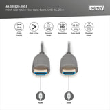DIGITUS HDMI AOC Cable híbrido de fibra óptica - HDMI 2.1 - 30m - 8k/60Hz - UHD-II - canal Ethernet - HDR eARC HDCP 2.2 - compatible con TV/beamer/monitor - contactos chapados en oro - Negro