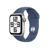 Apple Watch SE de 2.ª generación GPS + Cellular Smartwatch con Caja de Aluminio en Plata de 40 mm y Correa Deportiva Azul Denim - Talla M/L. Monitores de entreno y sueño y Resistencia al Agua