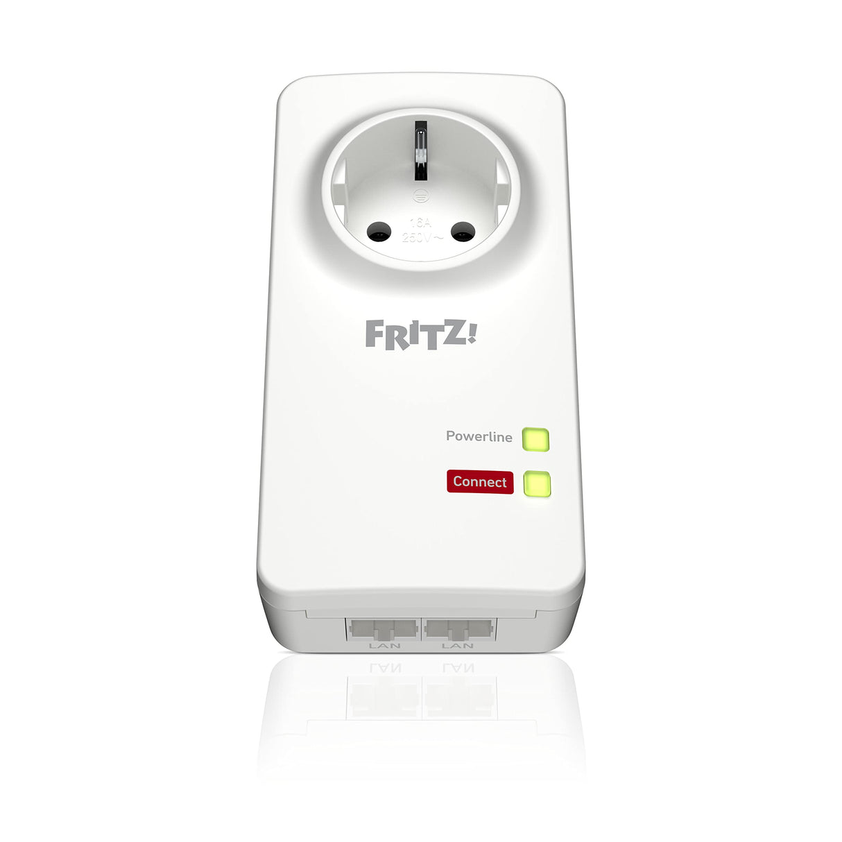 FRITZ!Powerline 1220 Set International - Adaptador/Extensor de Red por línea eléctrica, PLC, Compatible HomePlug AV2, IEEE P1901, 1200 Mbps, 2 Puertos LAN Gigabit, Toma de Corriente integrada