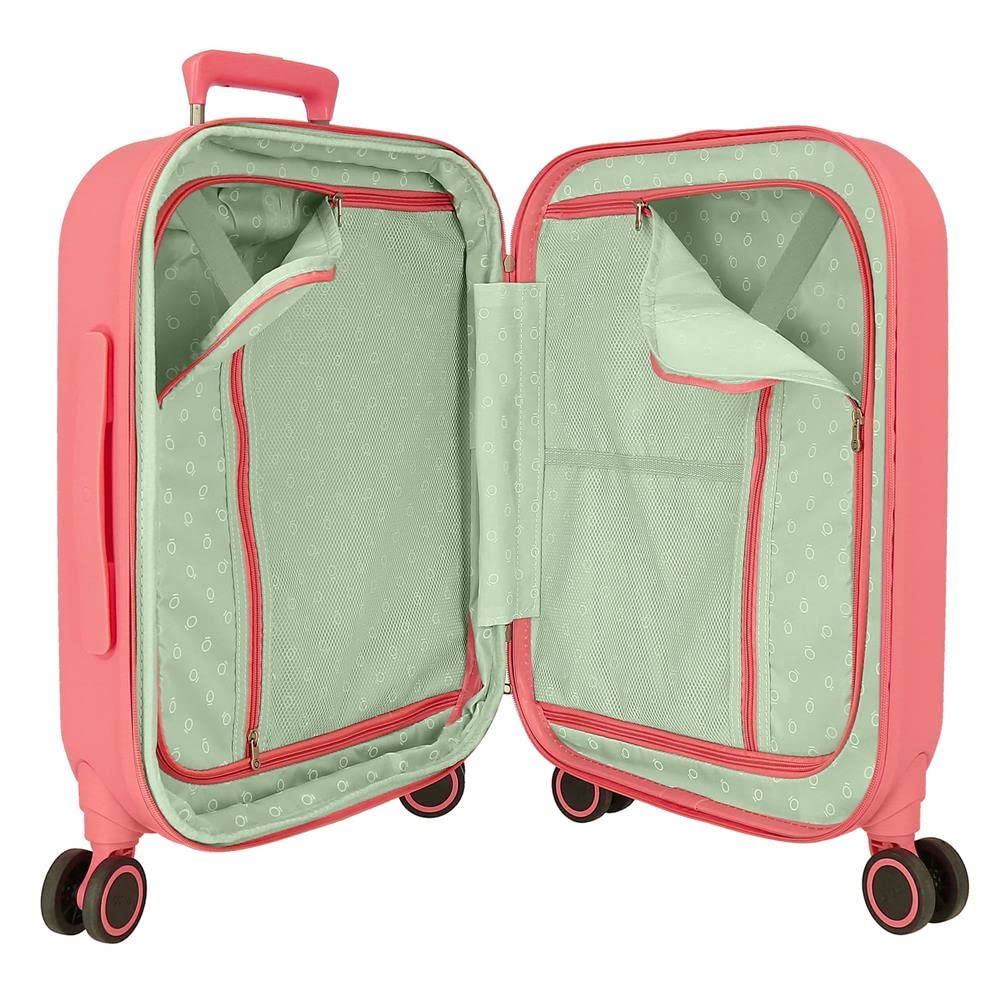 Enso Ciao Bella Maleta de Cabina Rosa 40x55x20 cms Rígida ABS Cierre TSA Integrado 37L 3,22 kgs 4 Ruedas Dobles Equipaje Mano