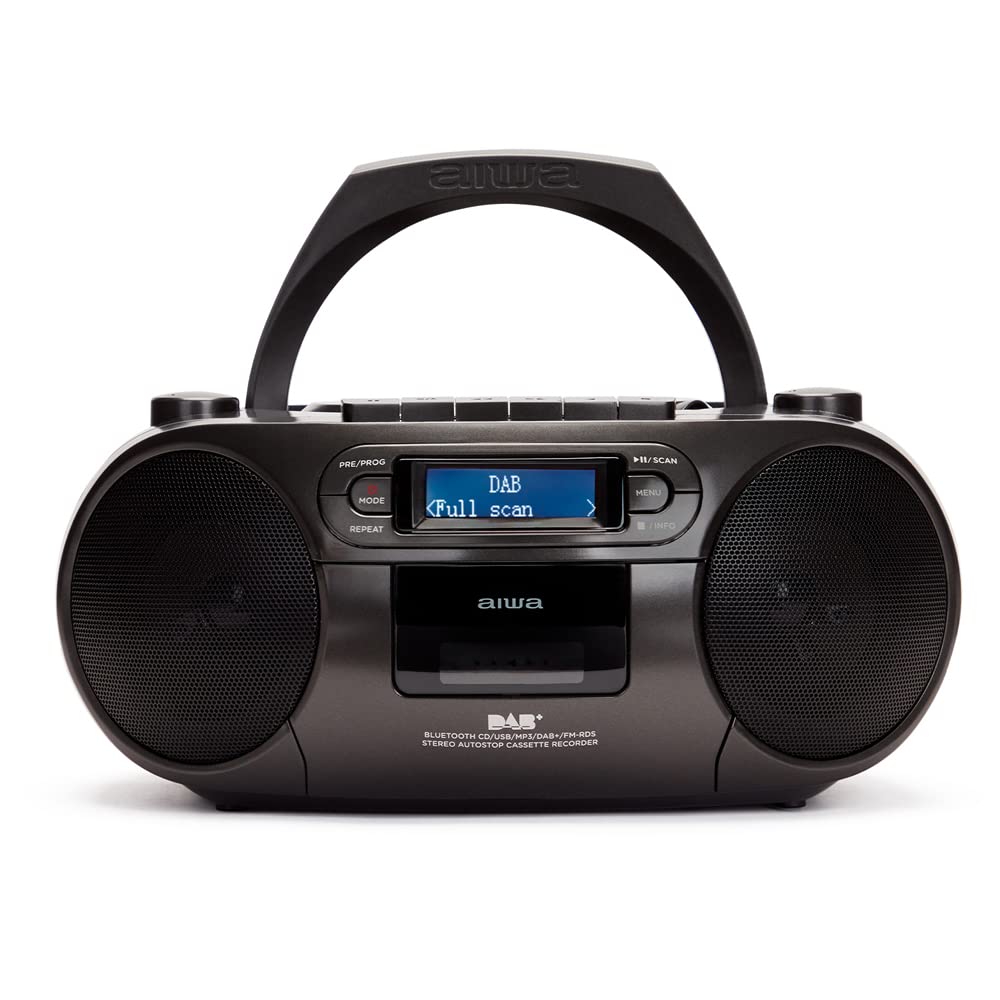 Aiwa BBTC-660DAB/BK: Radio Cassette Portátil con CD, Bluetooth y USB, Grabador de Cassettes, RDS, FM PLL, Dab+, Mando a Distancia, Color: Negro