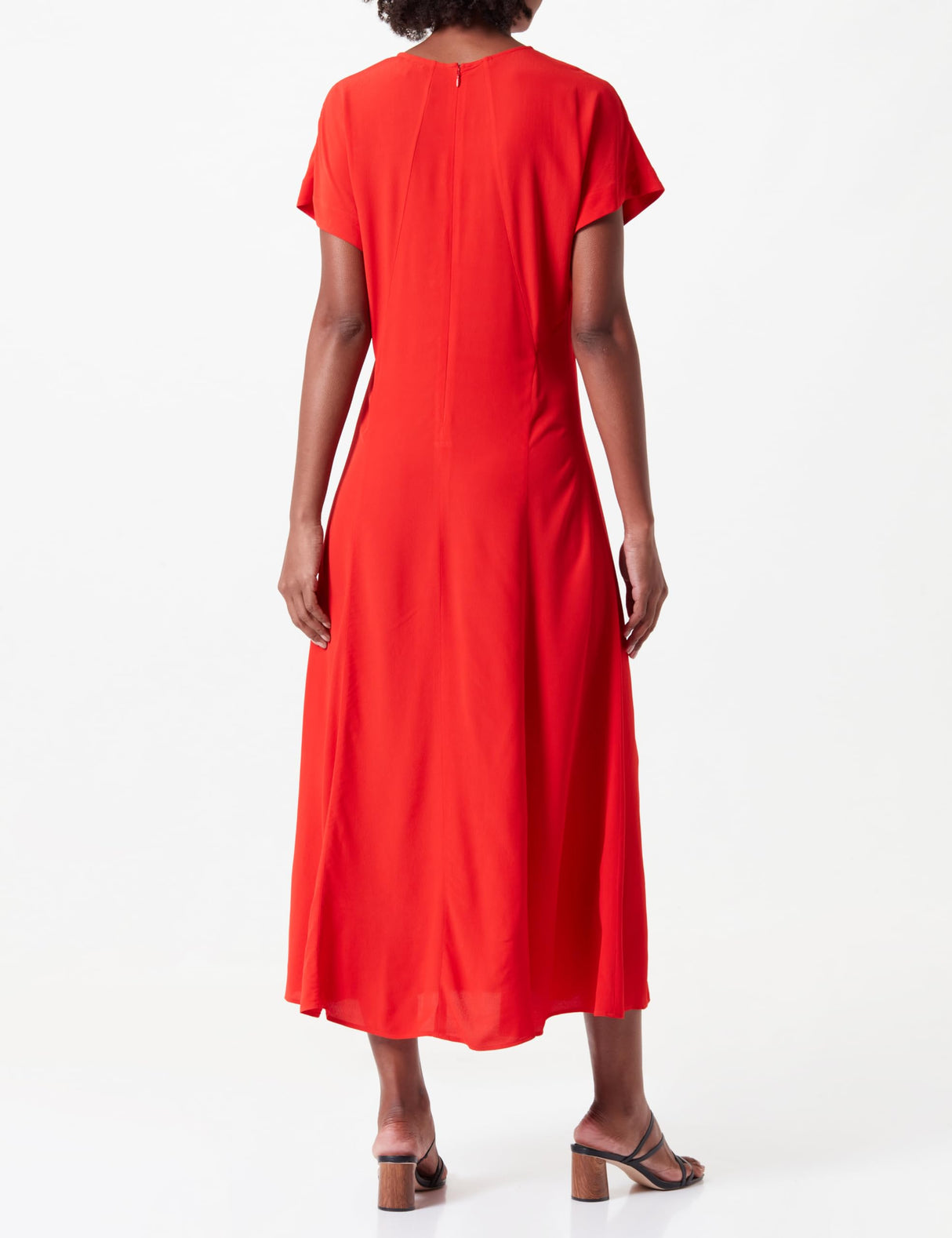 Tommy Hilfiger Vestido Mujer Viscose Crepe Maxi Dress de manga corta, Rojo (Fierce Red), 40