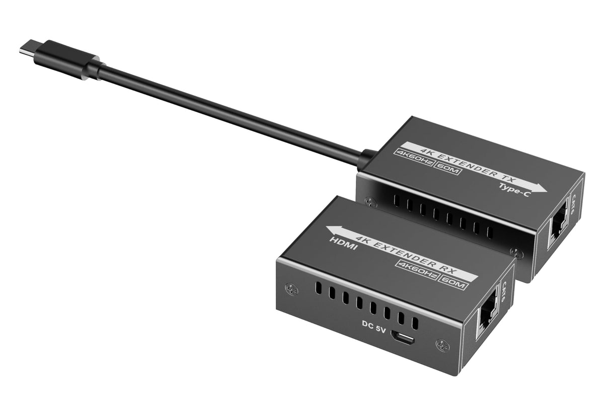 PremiumCord Extensor 4K USB-C a HDMI vía Cat5E/6/6A, UHD 4K 2160p 120Hz, Full HD 1080p, HDMI 2.0, HDCP 1.4/2.2, HDR10, Sin Retardo
