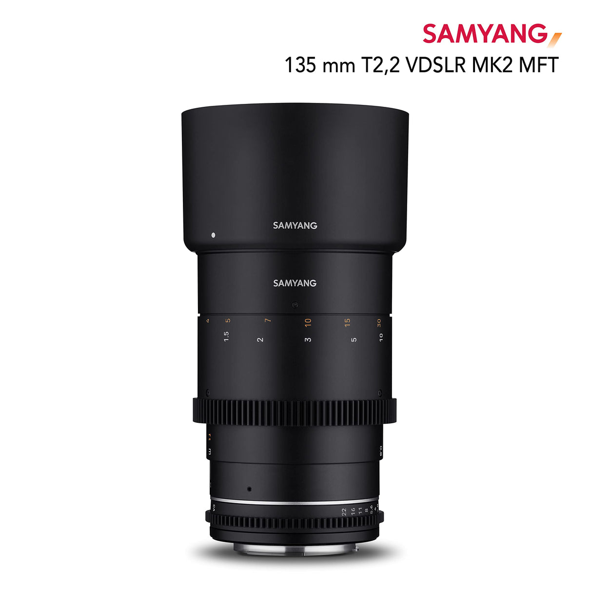 Samyang MF 135 mm T2,2 VDSLR MK2 MFT – Teleobjetivo de Video Cine Distancia Focal Fija para Micro Cuatro Tercios, Enfoque Manual para Panasonic DC-GH5s DC-GH5 II BGH1 Olympus OM-D E-M1 Mark III