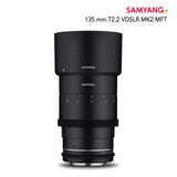 Samyang MF 135 mm T2,2 VDSLR MK2 MFT – Teleobjetivo de Video Cine Distancia Focal Fija para Micro Cuatro Tercios, Enfoque Manual para Panasonic DC-GH5s DC-GH5 II BGH1 Olympus OM-D E-M1 Mark III