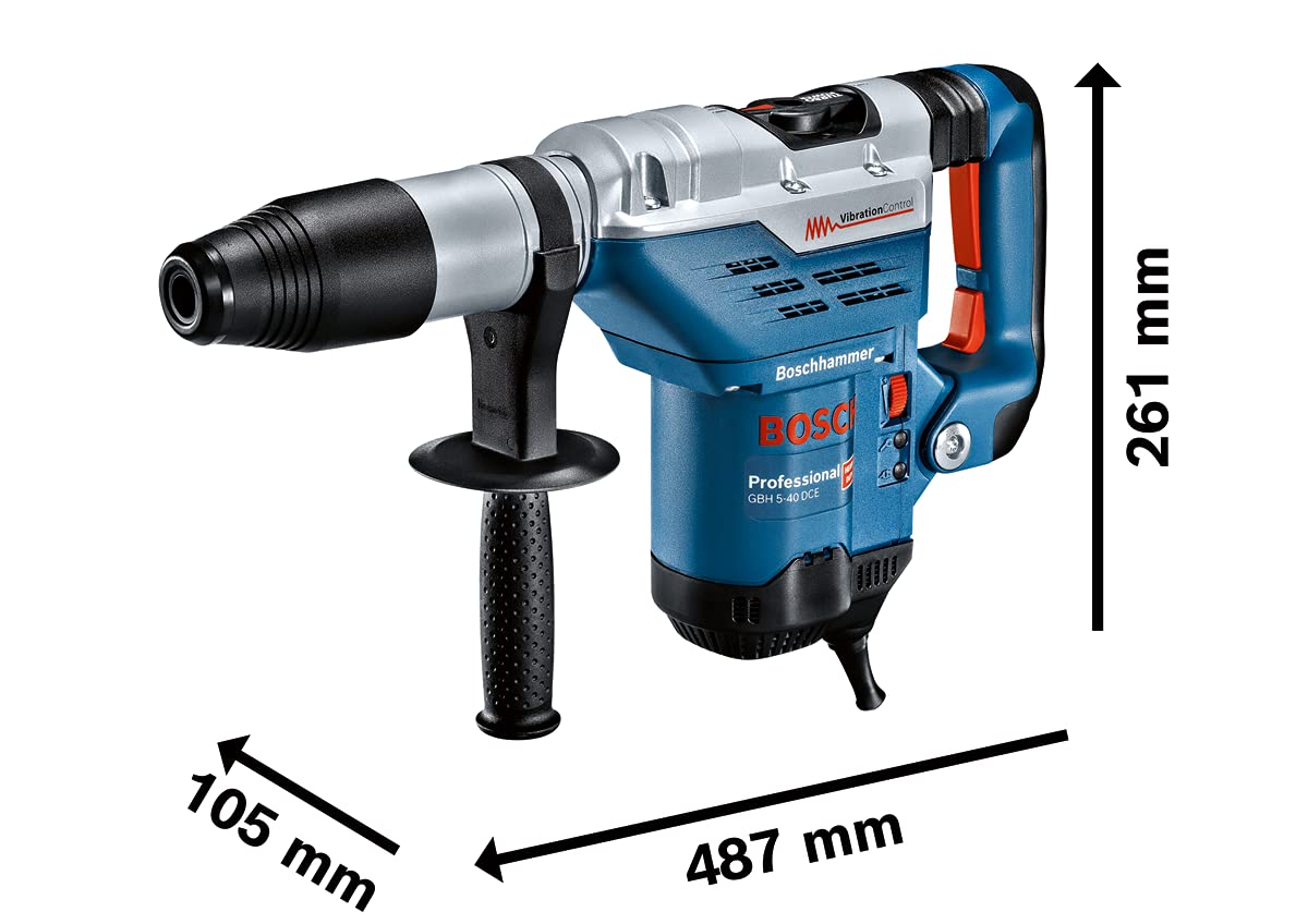 Bosch Professional GBH 5-40 DCE - Martillo perforador (8,8 J, Ø máx. hormigón 40 mm, SDS max, Vibration control, en maletín)