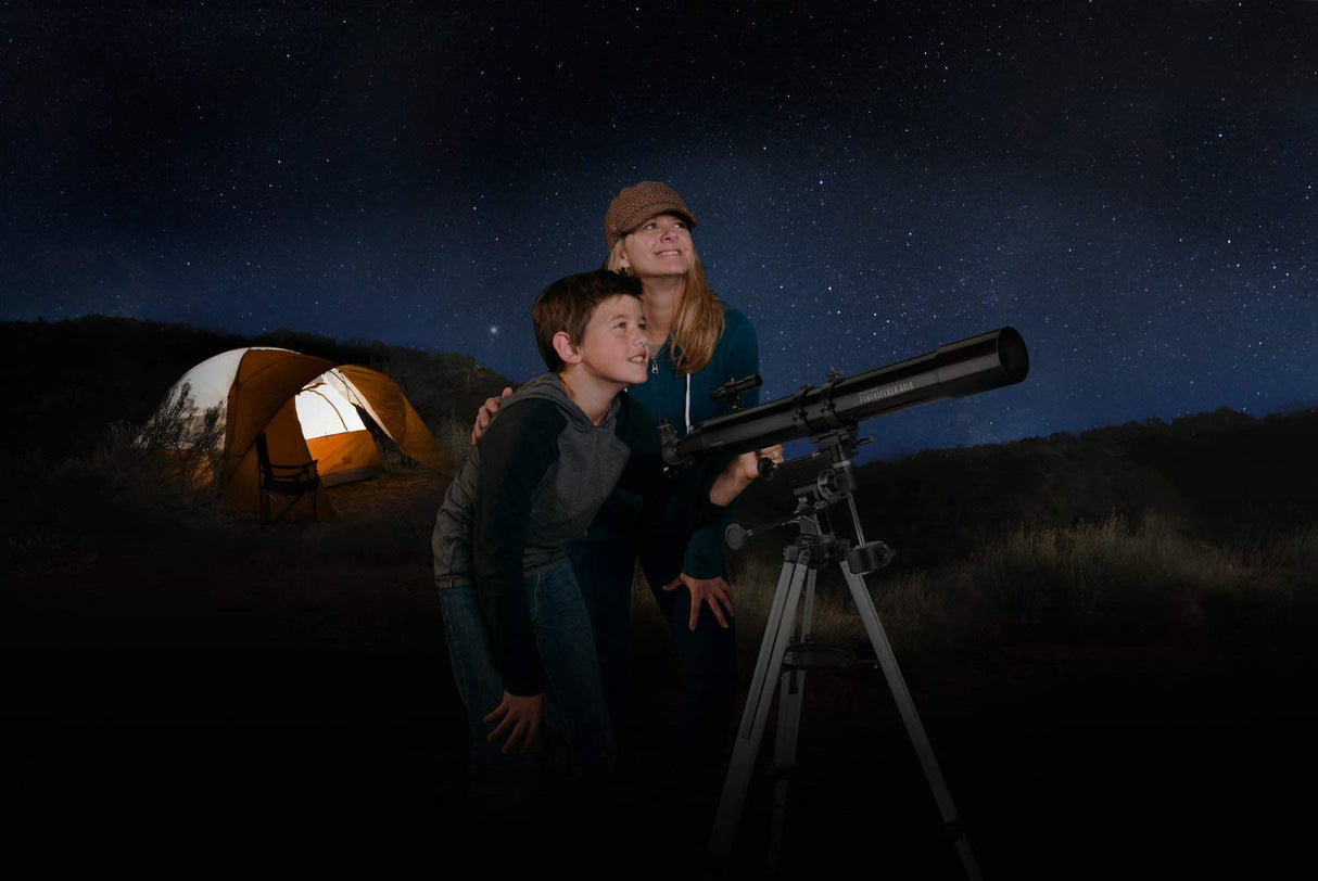 Celestron 21048 PowerSeeker 80EQ Telescopio Refractor: Incluye Dos oculares, Diagonal de Imagen Recta, Lente Barlow de 3 aumentos, trípode Ajustable en Altura y Bandeja de Accesorios de Lujo, Negro