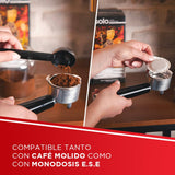 Polti Coffea P10S Cafetera Manual para Espresso y Cappuccino Compatible con Café Molido y Cápsulas Monodosis E.S.E. de 44 mm, Vaporizador para Espumar y Vaporizar la Leche, Depósito de 1.3 L, Plata