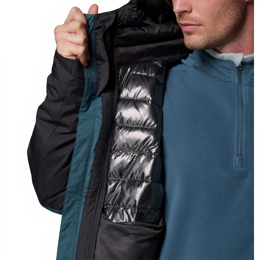 Columbia Chaqueta Point Park Interchange para hombre, abrigo de invierno 3 en 1 Interchange, Everblue, Shark, XL