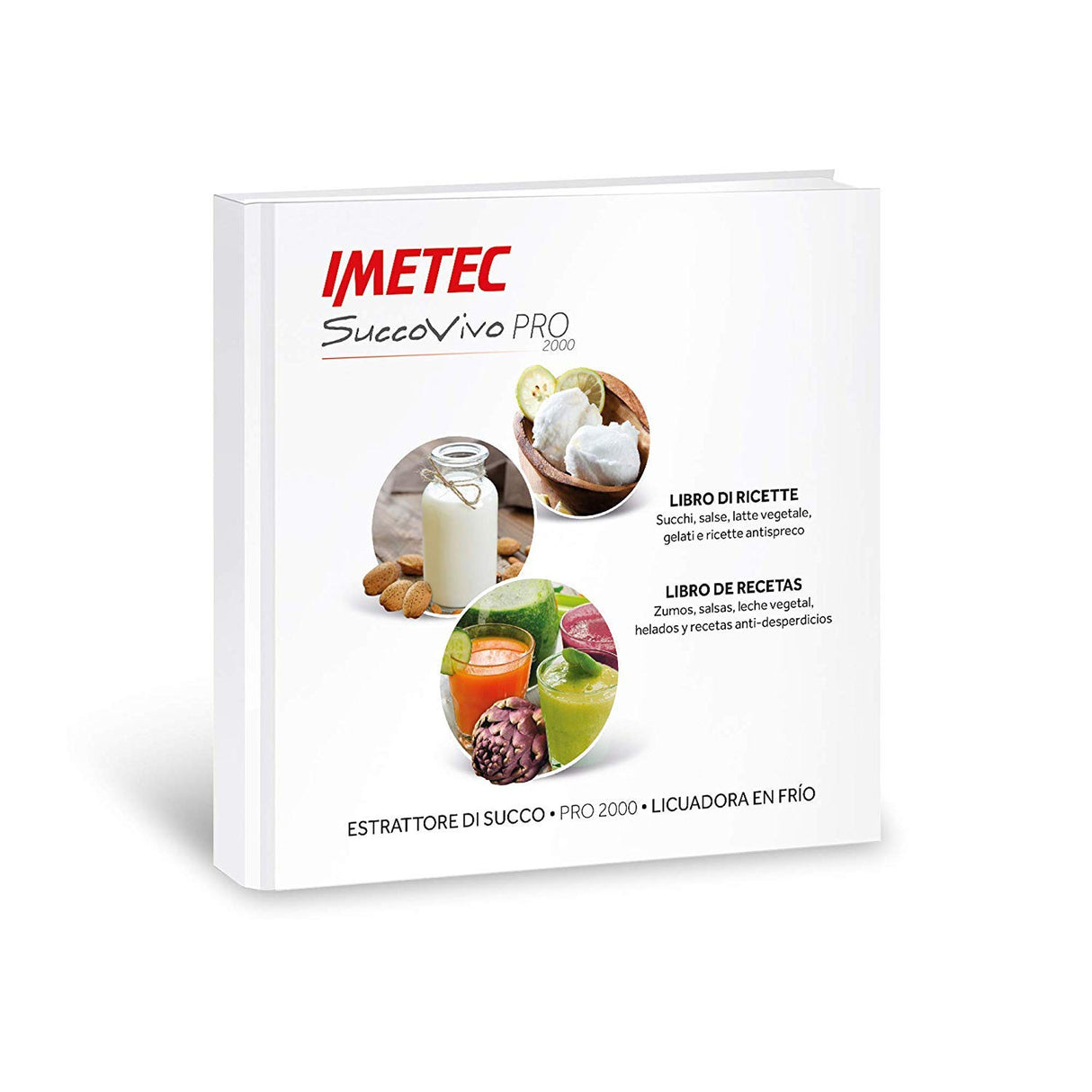 Imetec Succovivo Pro 2000 - Licuadora de prensado en frío, Extractor de Zumo, Extracción Lenta 48 RPM, 2 filtros de jugo, Accesorio para Granizados y Sorbetes, Kit para Máscaras de Belleza