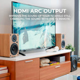 VULKKANO A5 ARC Altavoces Autoamplificados con Woofer de 5.25", Bluetooth 5.0, HDMI ARC, Optica, RCA, USB, con Salida Subwoofer, Altavoces para la TV con Diseño Elegante, Color Negro