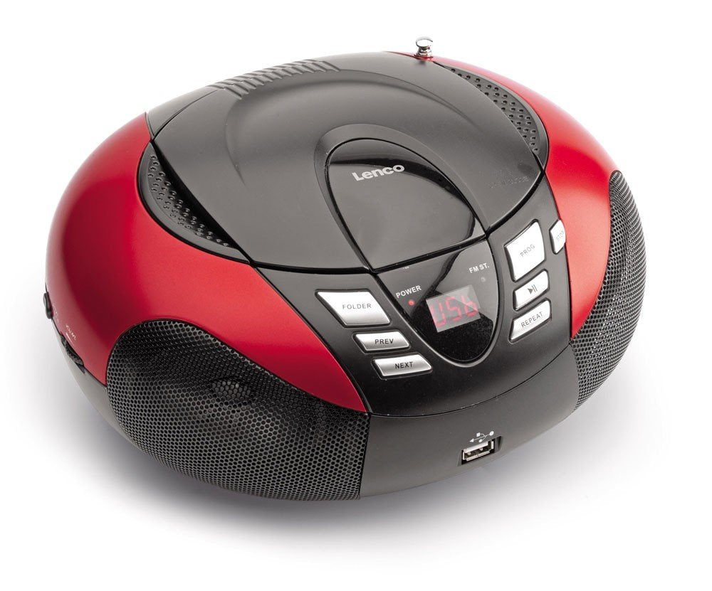 Lenco SCD-37 - Reproductor de CD para niños (2 x 1,5 W RMS), Color Rojo