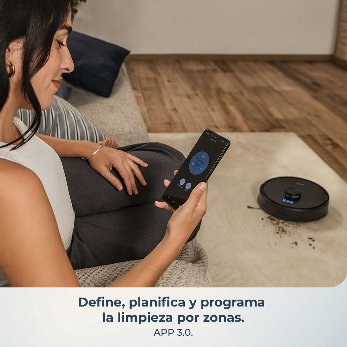 Cecotec Robot Aspirador con Navegación Giroscópica y App Conga M50 X-Treme. 7000Pa, Barre, Aspira, Friega y Pasa la Mopa, Autonomía 160mins, Sensores Anticaídas, Cepillo Multifunción, TotalSurface
