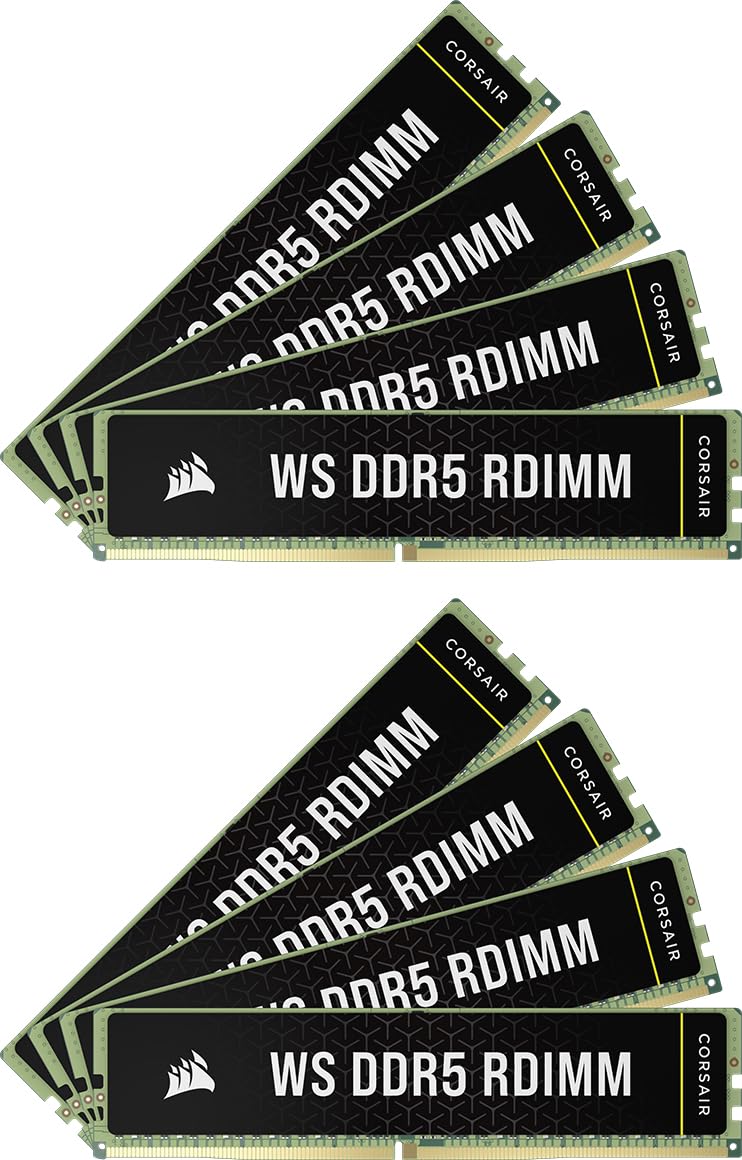 CORSAIR WS DDR5 ECC RDIMM 128GB (8x16GB) 5600MHz CL40 Intel XMP 3.0 Memoria para Estaciones de Trabajo - Negro (CMA128GX5M8B5600C40)