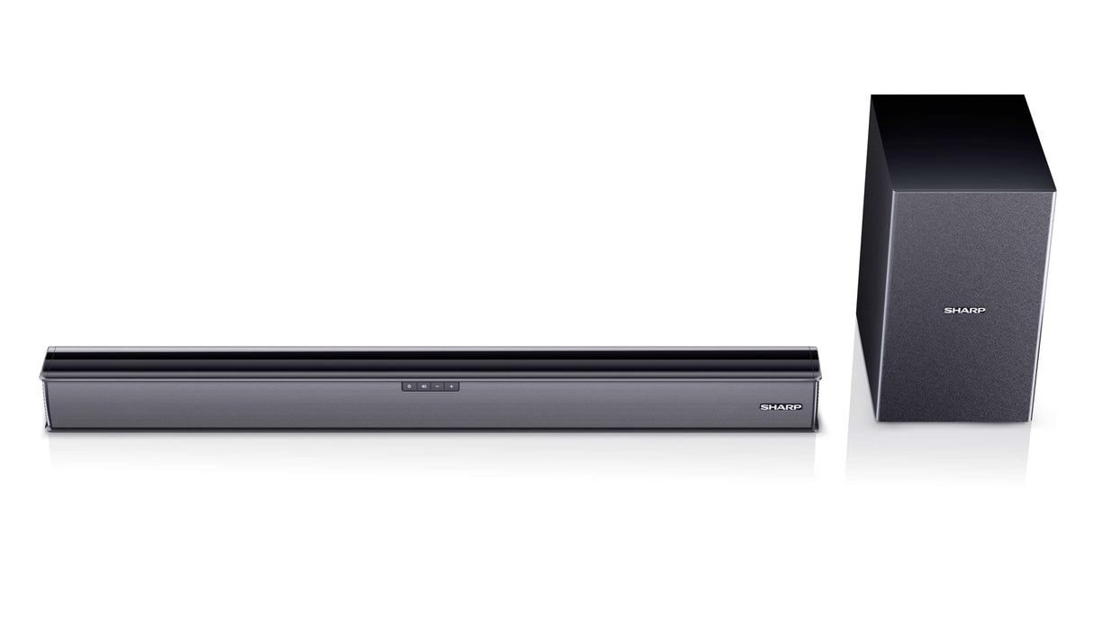 Sharp HT-SBW182 Soundbar 2.1 Slim con Subwoofer inalámbrico, Bluetooth con HDMI ARC/CEC, 160W, Audio óptico Digital, AUX, Negro, 74 cm