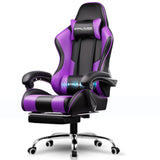 GTPLAYER Silla Gaming con Masajeador Ergonómica Silla Gamer con Reposapiés Reposacabeza, Silla de Oficina Ergonómica, Soporte Lumbar, Silla Juego Ajustable en Altura, Púrpura