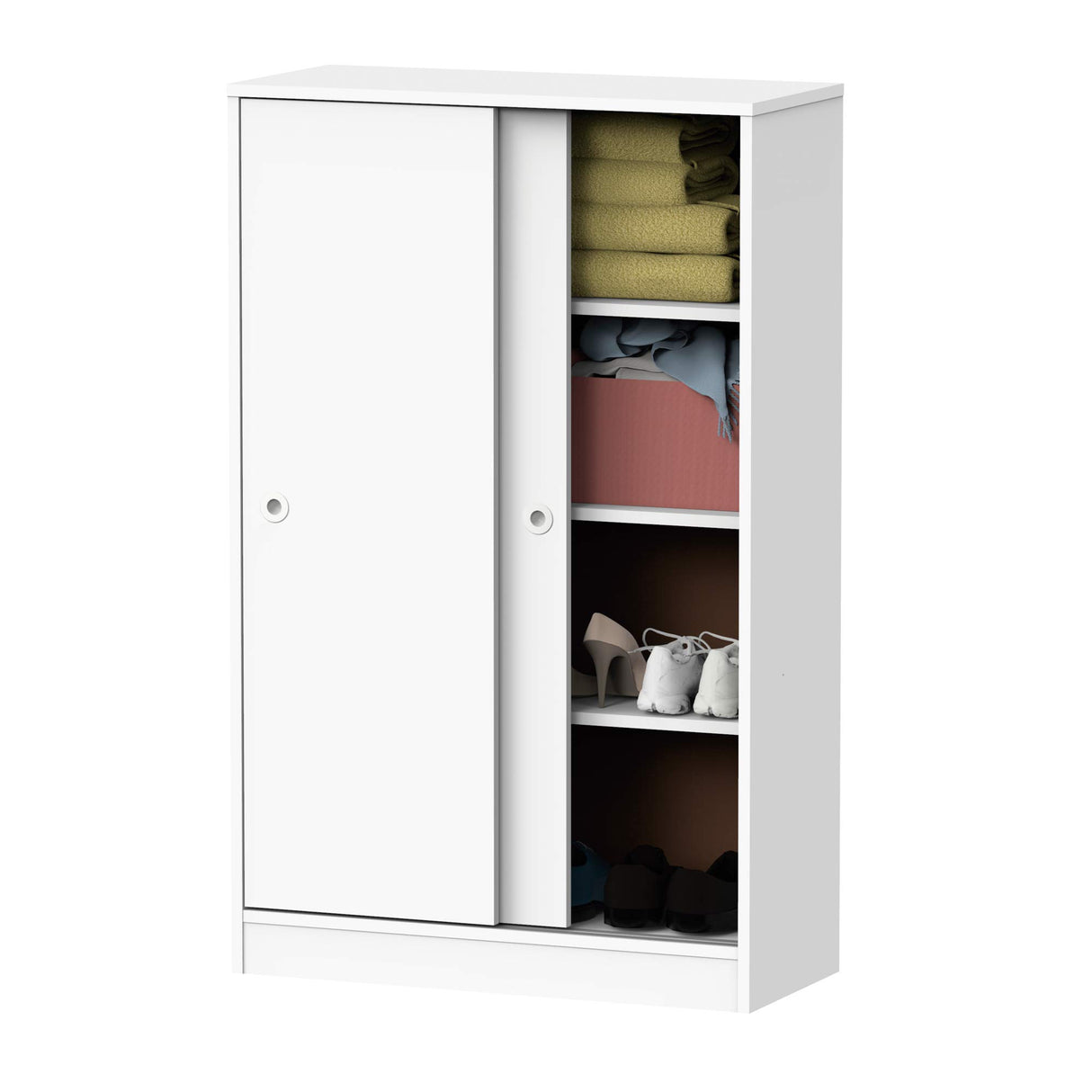 MUEBLES PITARCH | Armario Auxiliar Multiusos bajo Puertas Correderas para Limpieza, cocinas, galerías, despachos 120x74x33cm (Alto x Ancho x Fondo), Blanco, Colección Tibet