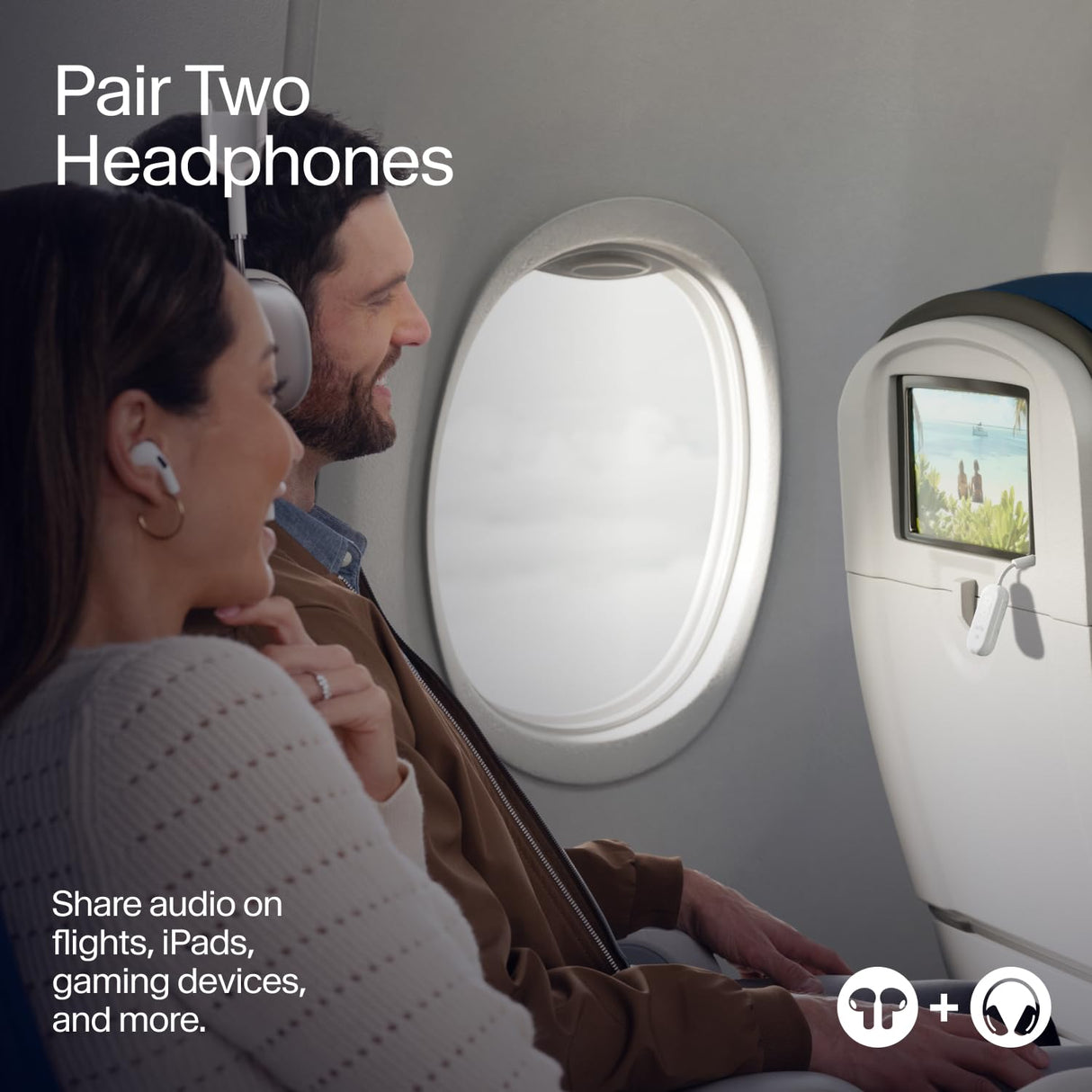 Twelve South AirFly Pro 2 Deluxe | Transmisor/Receptor inalámbrico con Audio compartido para hasta 2 AirPods/Auriculares inalámbricos - Avión, Gimnasio, Coche