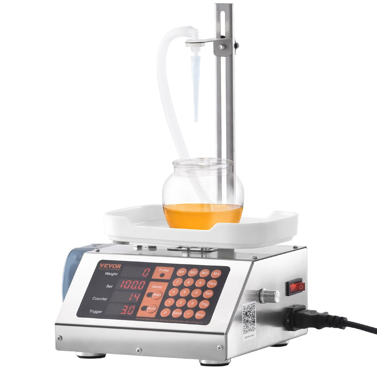 VEVOR Máquina Automática de Llenado de Líquidos Capacidad de Pesaje 5-300 g Llenadora de Botellas Bomba Peristáltica de Control Digital para Leche, Agua, Vino, Bebidas, Salsa de Soja, Boquilla Única
