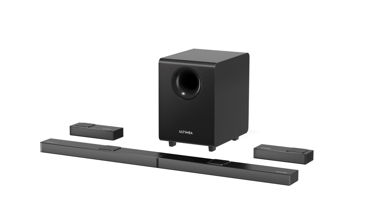 ULTIMEA Barra de Sonido de 7.1.4 Canales para Televisores con Dolby Atmos, Barra de Sonido con Subwoofer, Sistema de Cine en Casa con Sonido Envolvente Real, Cautivador Sonido de Cine 3D, Nova S90