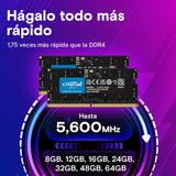 Crucial RAM DDR5 32GB Kit (2x16GB) 5600MHz SODIMM, Memoria para Ordenador Portátil/Laptop, Mini PC, (o 5200MHz / 4800MHz) CL46 - CT2K16G56C46S5