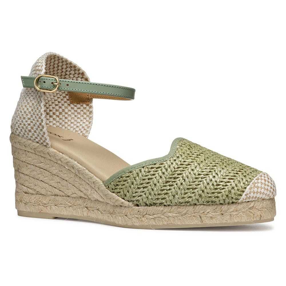 Geox D GELSA Low E, Sandalia de cuña Mujer, Mint, 36 EU