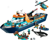 LEGO 60368 City Barco Explorador del Ártico, Barco Grande de Juguete Que Flota con Helicóptero, Sub, Naufragio Vikingo, Minifiguras y una Figura de Orca, Regalo para Niños y Niñas de 7 Años o Más