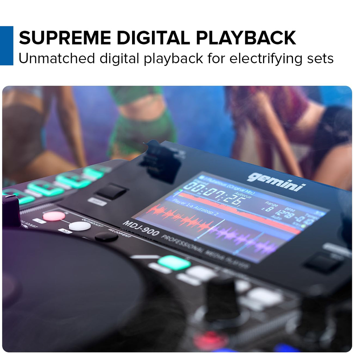 Gemini Sound MDJ-900 Reproductor de medios USB profesional con pantalla grande de 8 pulgadas y rueda de jog sensible al tacto