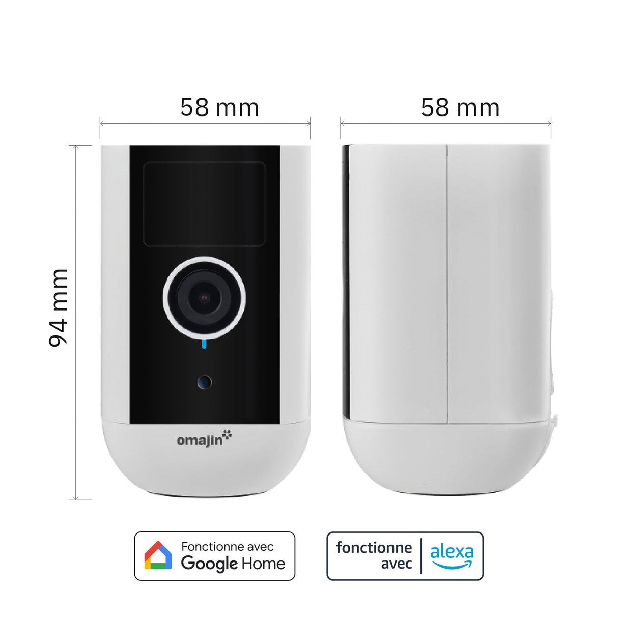 OMAJIN by Netatmo, Cámara Seguridad Interior Exterior 2K inalámbrica, Visión 140°, IP65 Waterproof, 64 SD/Cloud, Detección Humana/Movimiento, batería 9600mAh, Audio bidireccional, OWC-01