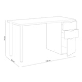 Habitdesign Mesa Ordenador Reversible con 2 Cajones y 1 Puerta, Mesa Despacho, Escritorio, Modelo Athena, Acabado en Color Blanco Artik, Medidas: 138 cm (Ancho) x 60 cm (Fondo) x 74 cm (Alto)
