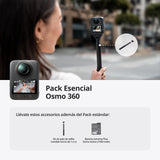 Pack Esencial dji Osmo 360, cámara 360 con Imagen 360° de 1 Pulgada, Video 360° en 8K Nativo, Video 4K/120 fps y 170° Boost, Kit de Palo de Selfie Invisible de 1.2 m, batería extendida con 2 baterías
