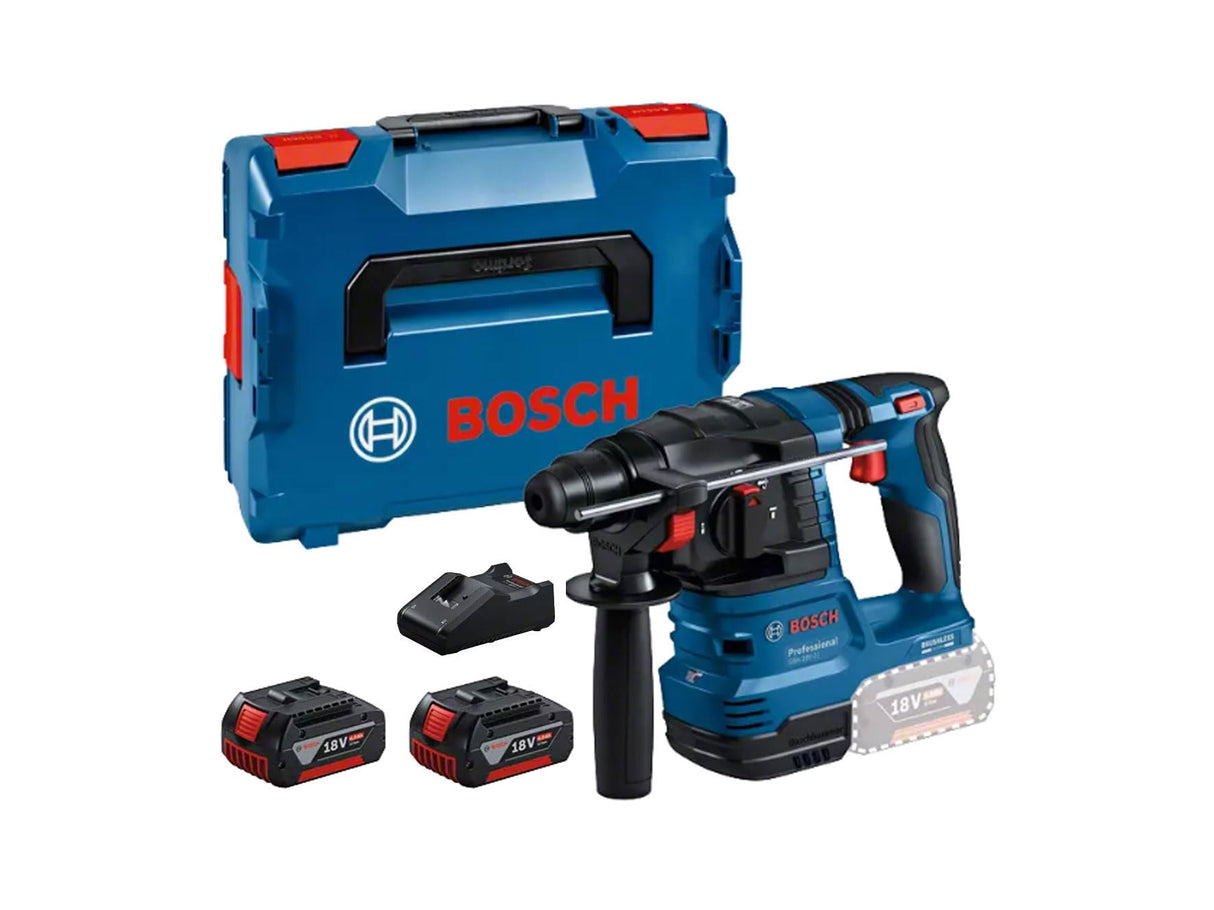 Bosch Professional 18V System martillo perforador a batería GBH 18V-22 (con SDS plus, indicado para perforar orificios entre 6 mm y 10 mm, incl. 2 baterías de 4,0 Ah, cargador GAL 18V-40, en L-BOXX)