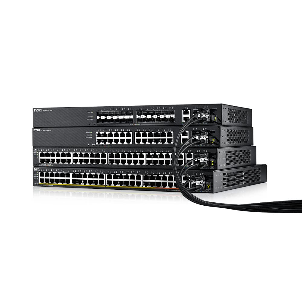 Zyxel 48-Port PoE Gigabit Nebula Cloud Managed/L3 Switch di accesso, 40 x PoE+ & 10 x PoE++ @960W, 6 10G Uplink (2 Copper/4 SFP+) [XGS2220-54FP]