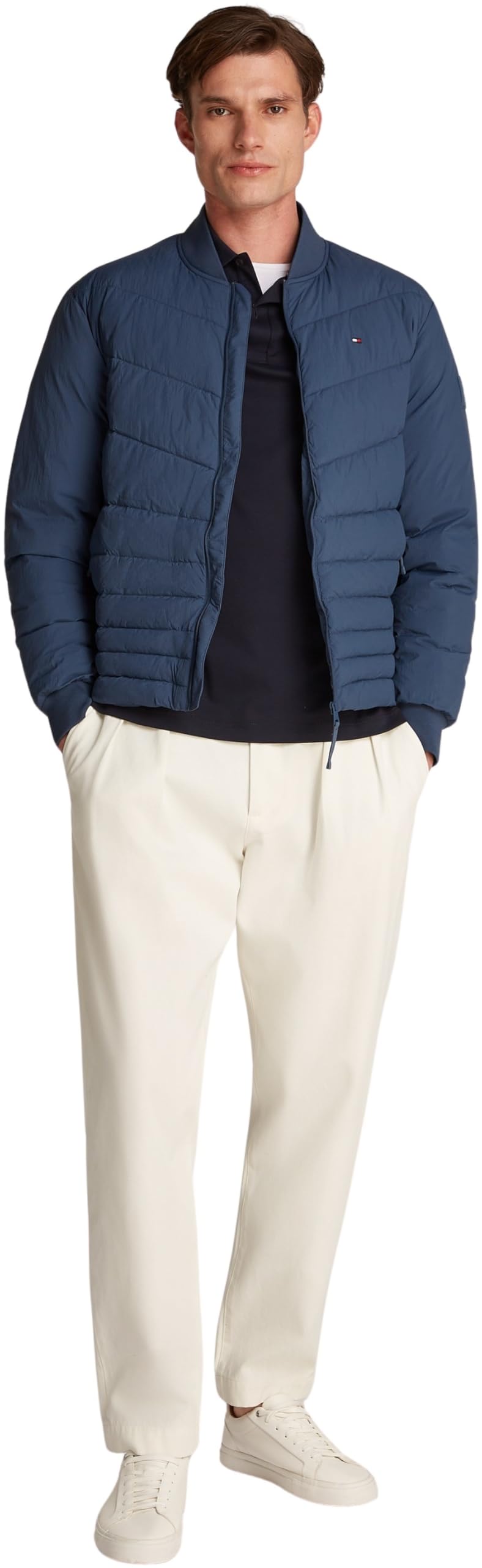 Tommy Hilfiger Cazadora bomber Hombre Mix Quilt acolchada, Azul (Aegean Sea), XXL