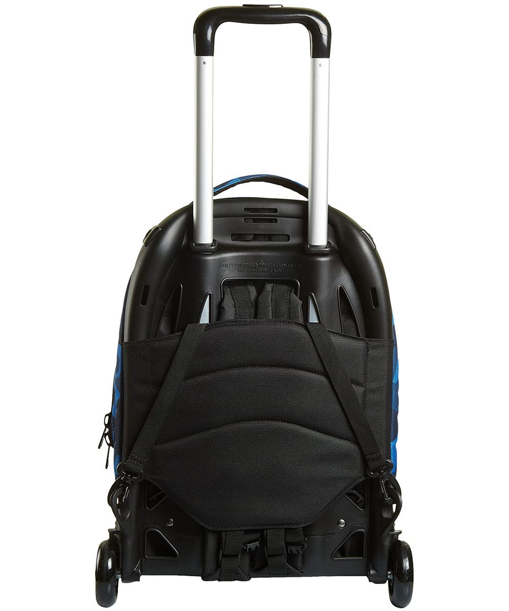 Invicta Mochila con Ruedas Desmontables + Carro, CAMO SQUARED, Azul Camu - Mochila 3 en 1, Trolley Escolar con Carro, Crossover System - Bolso Escolar Niños y Adolescentes - Doble Bolsillo Frontal