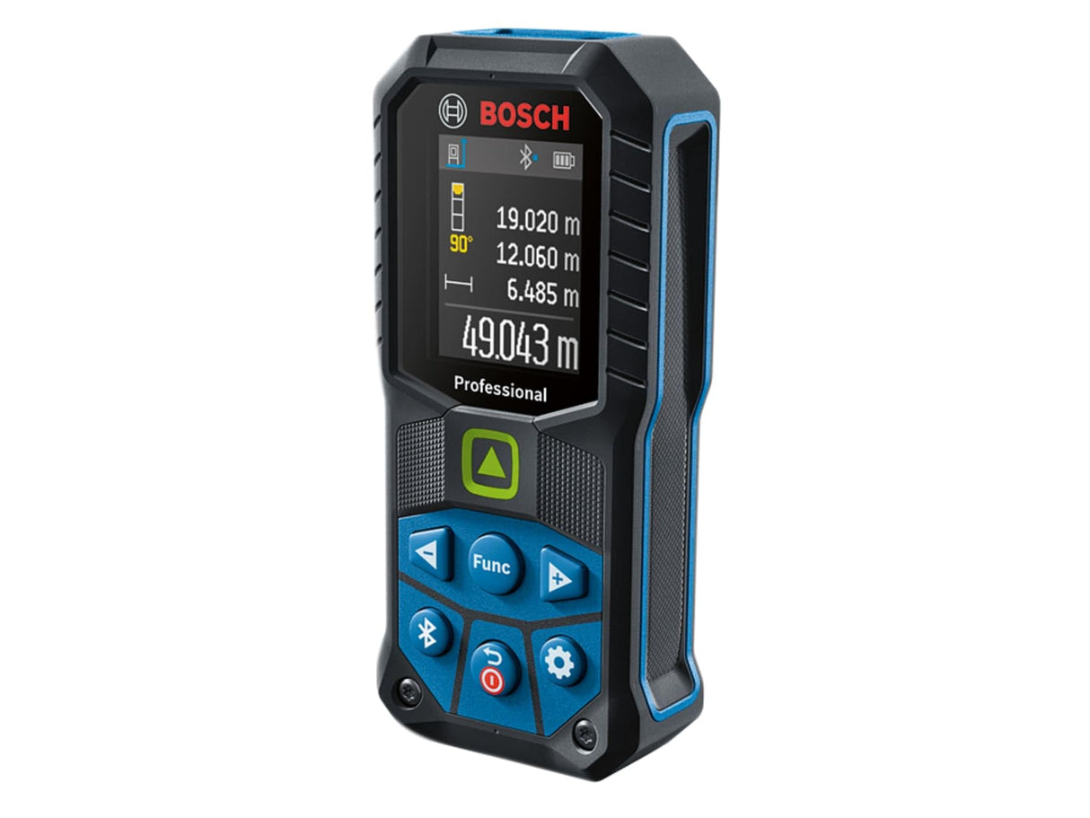 Bosch Professional medidor láser GLM 50-27 CG (láser verde, alcance: hasta 50 m, batería LI-Ion de 3,7 V, cable USB, robusto, IP65, transferencia de datos Bluetooth, correa de sujeción, estuche)