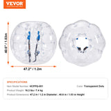 VEVOR Bola de Choque Inflable Bola de Choque de Parachoques 1 Pieza 1,2m x 1,03m Bola de colisión Humana Bola de Rebote de Burbujas Cuerpo de PVC Bola de Parachoques Inflable de Puntos Transparentes